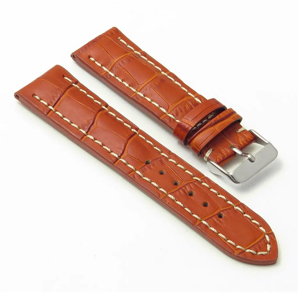 DASSARI Concord Padded Crocodile Embossed Leather Strap