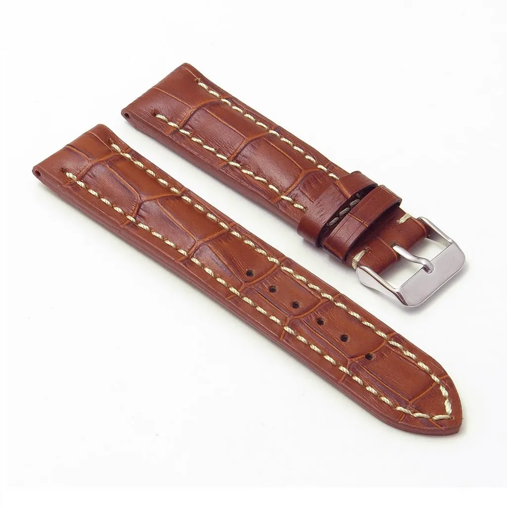 DASSARI Concord Padded Crocodile Embossed Leather Strap