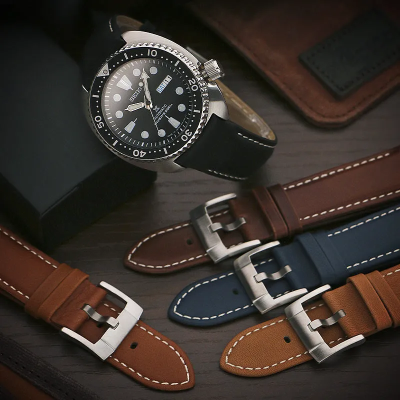 DASSARI Fitted Classic Leather Band for Seiko Turtle