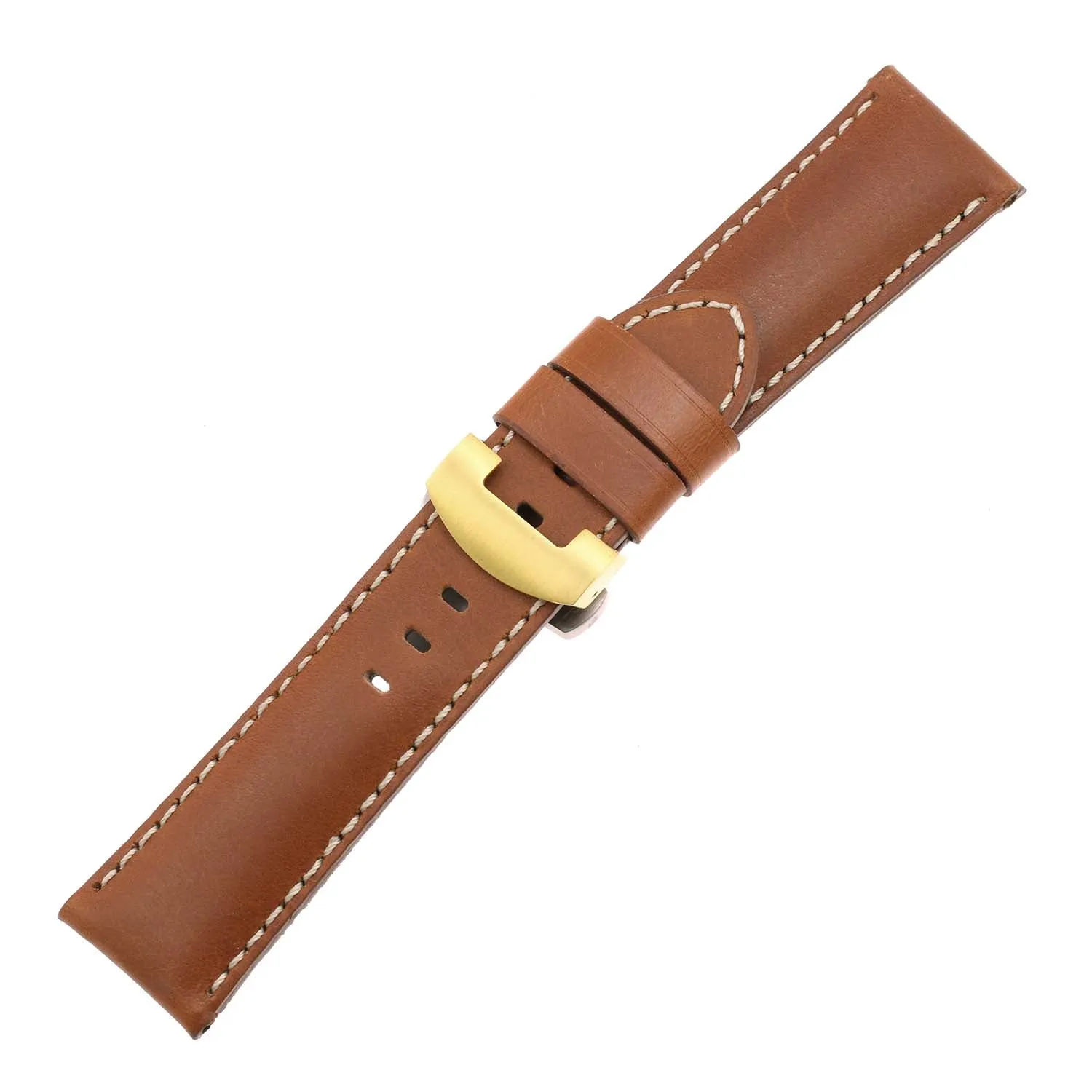 DASSARI Smooth Leather Strap for Deployant Clasp Tan