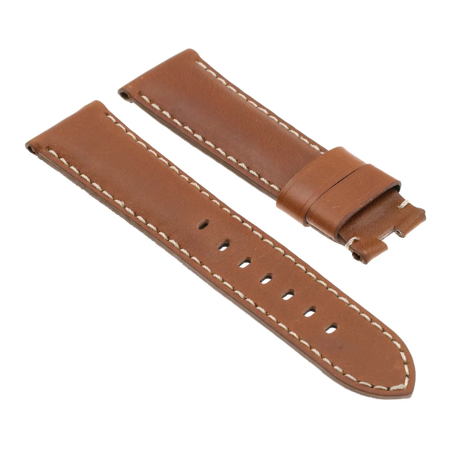 DASSARI Smooth Leather Strap for Deployant Clasp Tan