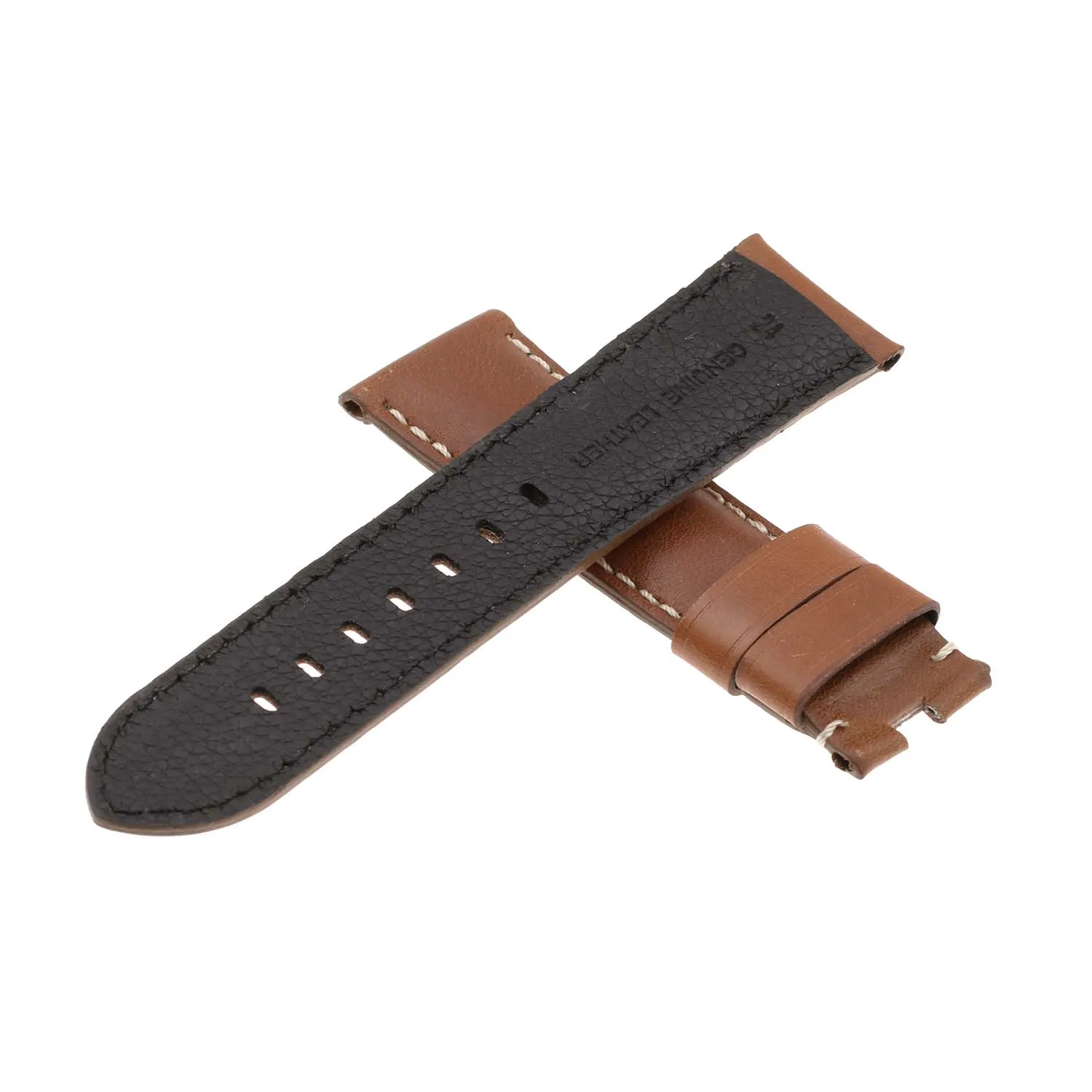 DASSARI Smooth Leather Strap for Deployant Clasp Tan