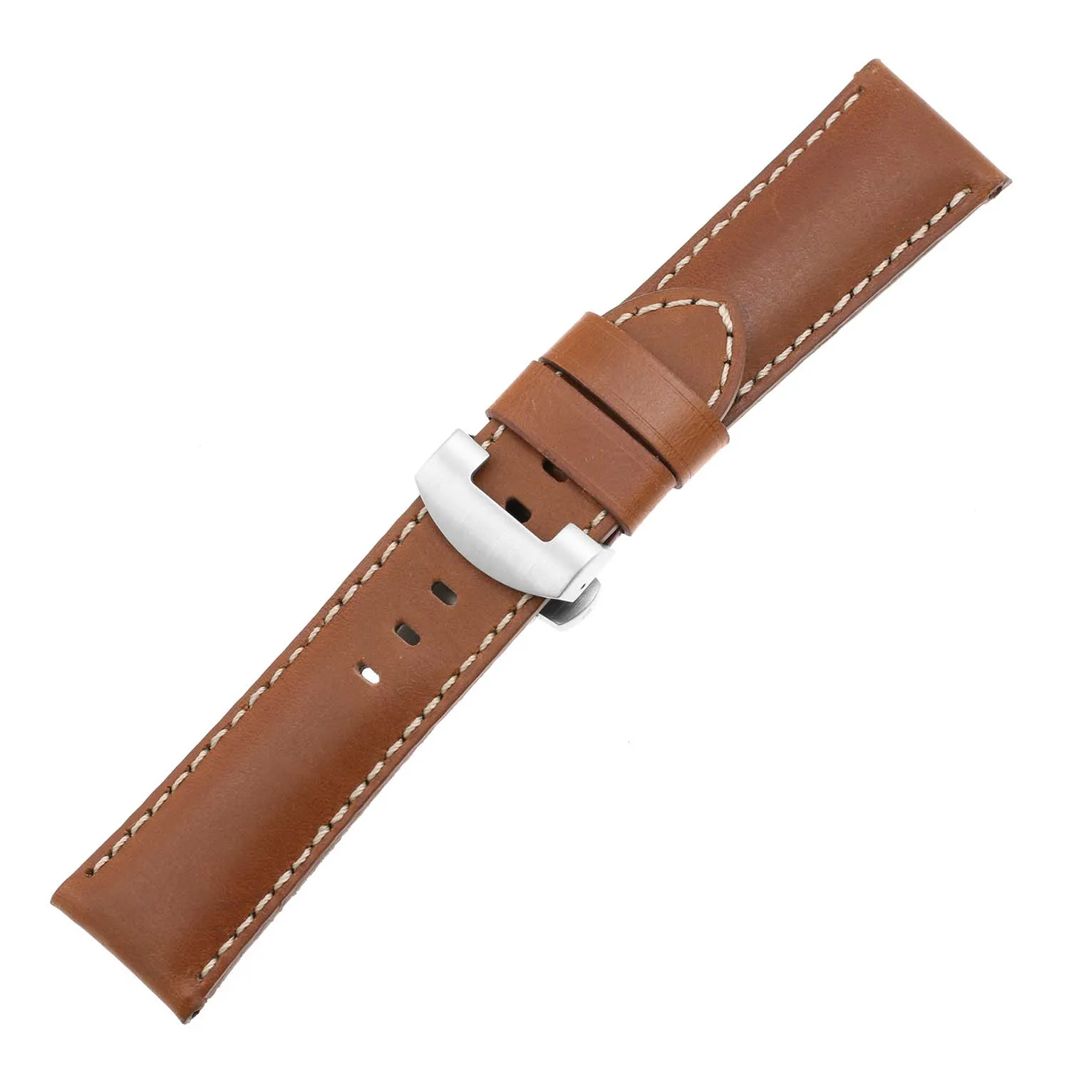 DASSARI Smooth Leather Strap for Deployant Clasp Tan