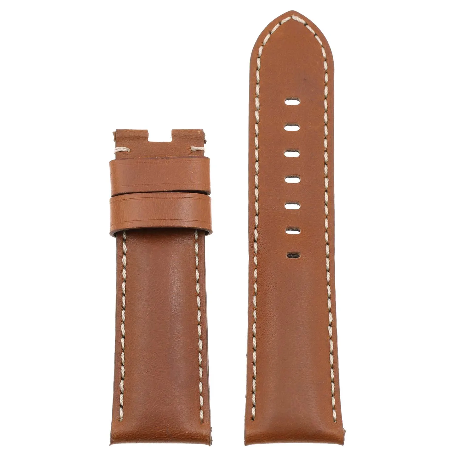 DASSARI Smooth Leather Strap for Deployant Clasp Tan