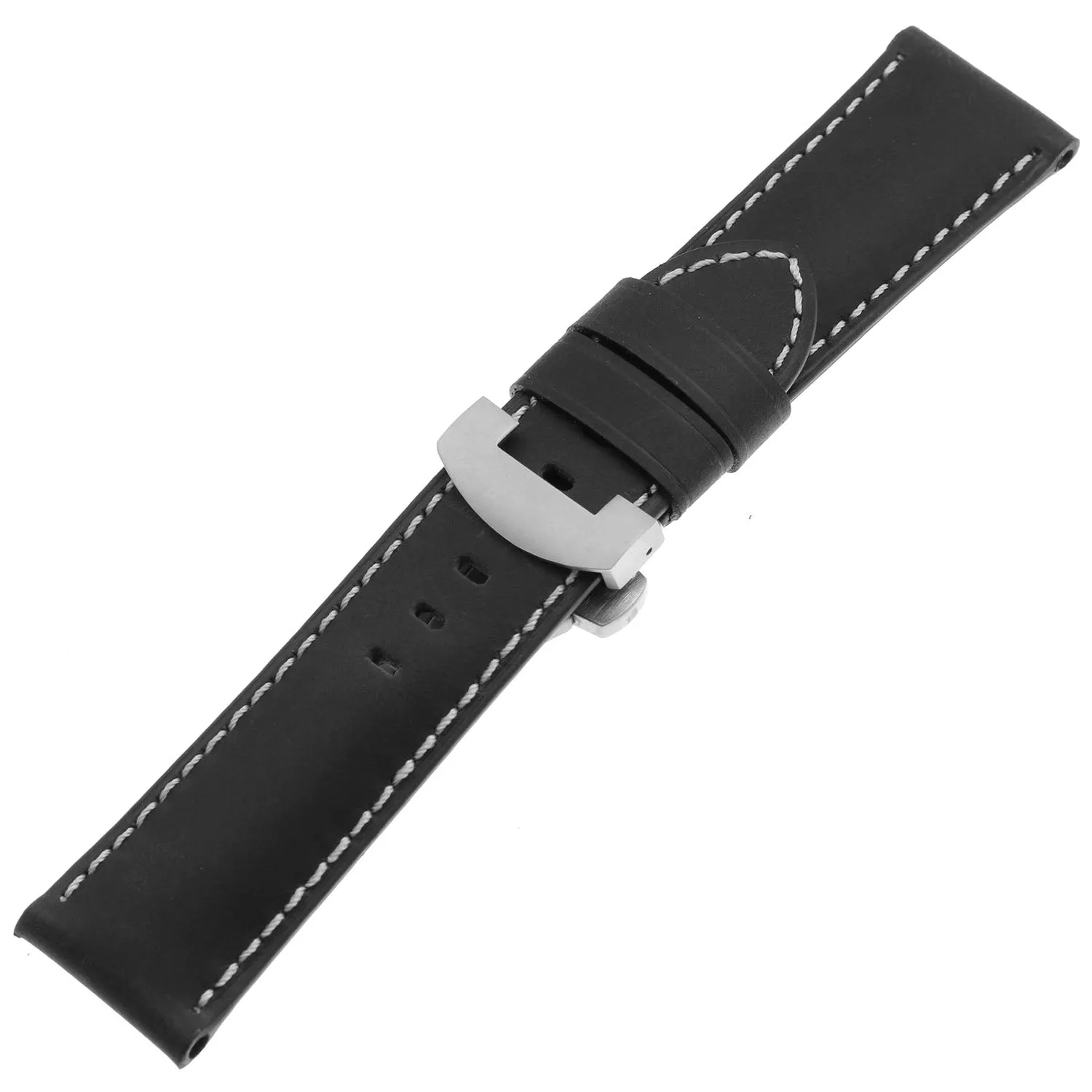 DASSARI Vintage Leather Strap for Deployant Clasp - Black