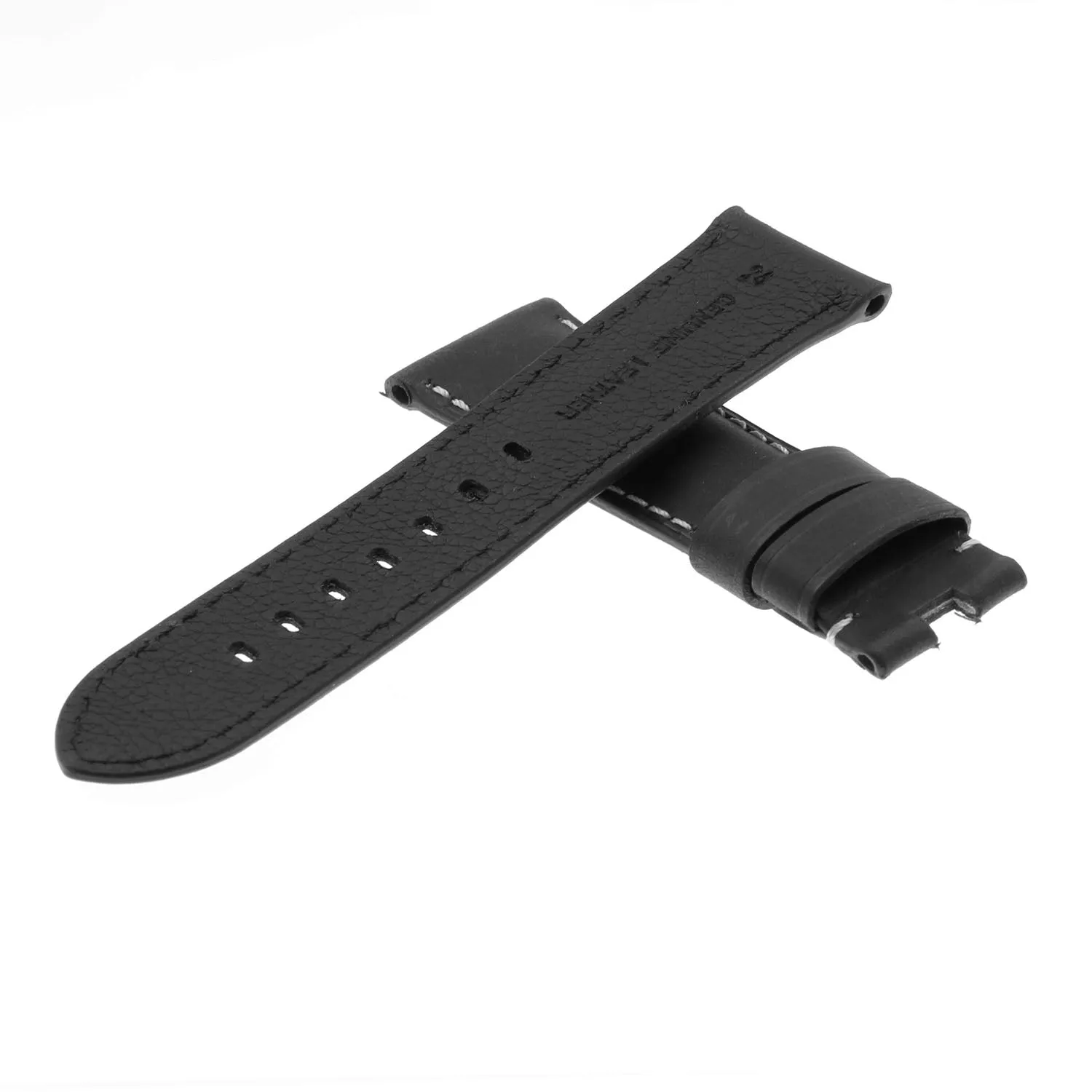 DASSARI Vintage Leather Strap for Deployant Clasp - Black