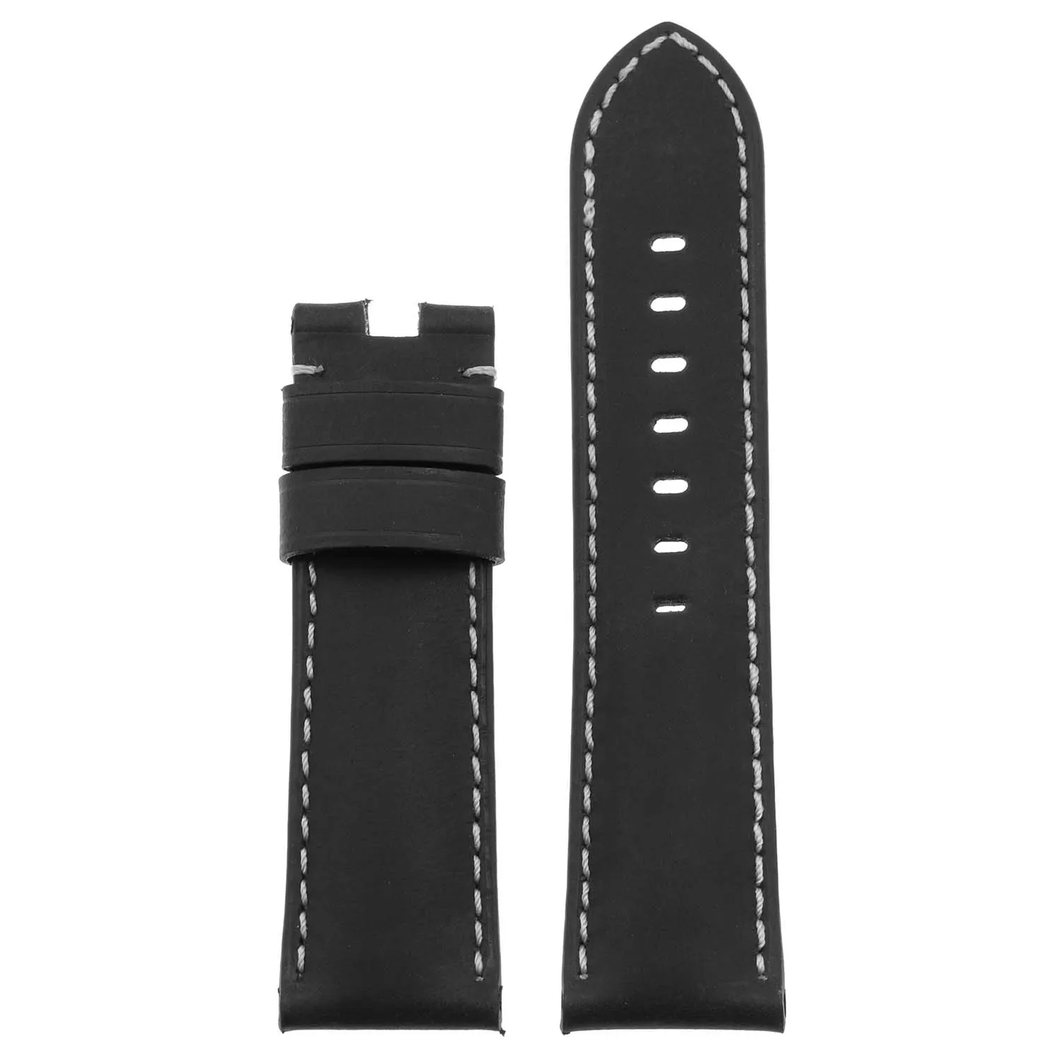 DASSARI Vintage Leather Strap for Deployant Clasp - Black