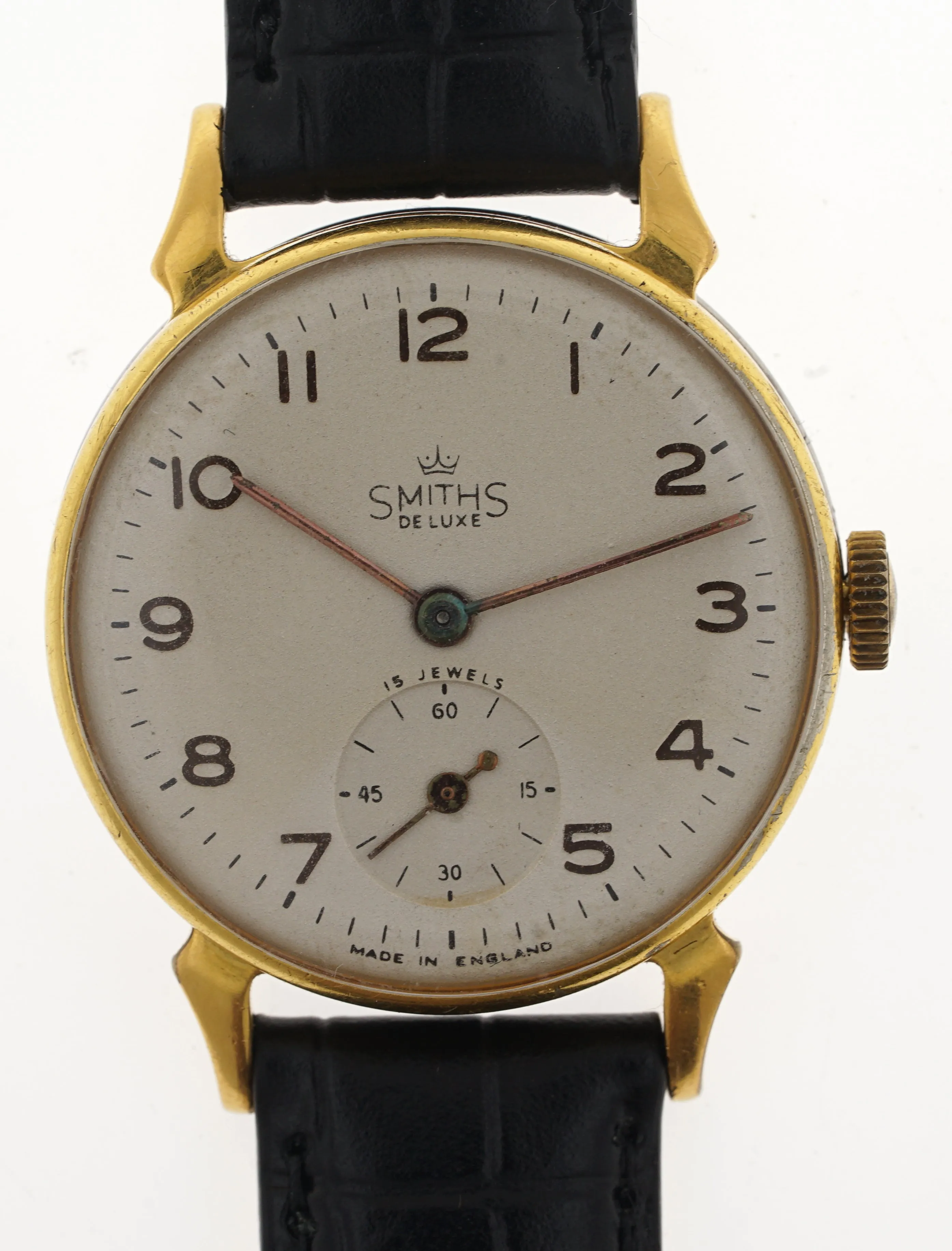 DELUXE SMITHS HORN LUG WRISTWATCH A304 c1952 SERVICED MINGOLD GP CASE