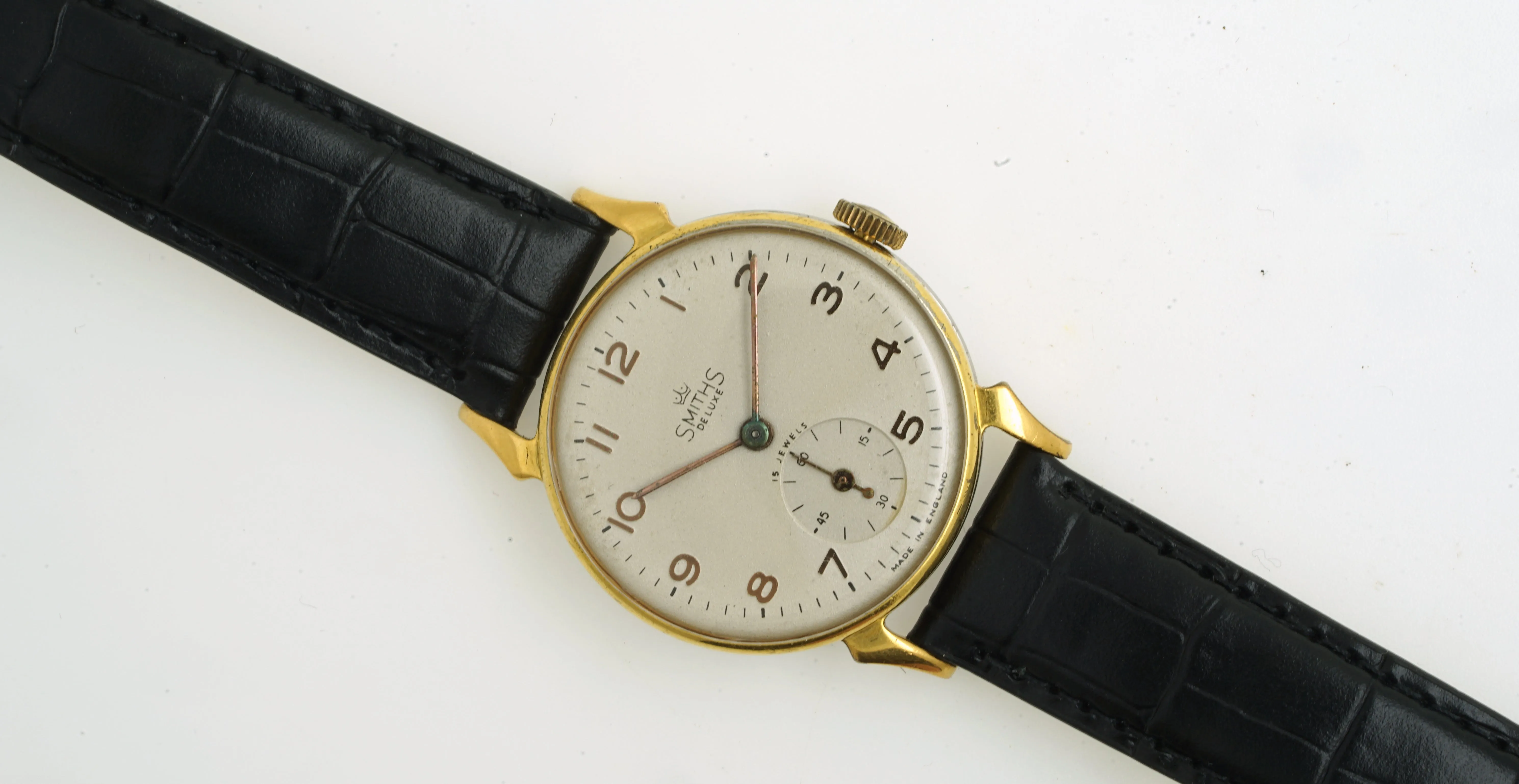 DELUXE SMITHS HORN LUG WRISTWATCH A304 c1952 SERVICED MINGOLD GP CASE