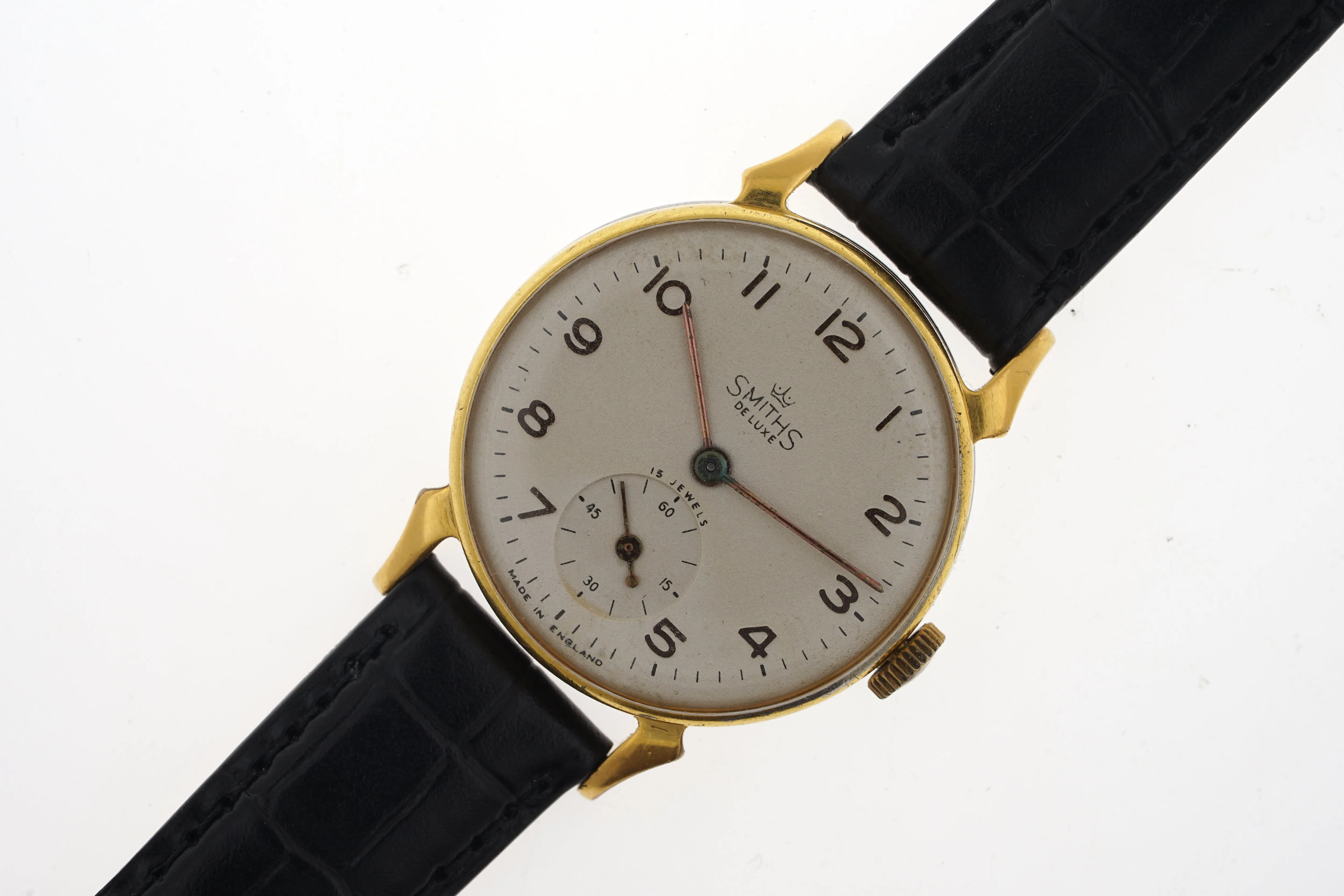 DELUXE SMITHS HORN LUG WRISTWATCH A304 c1952 SERVICED MINGOLD GP CASE