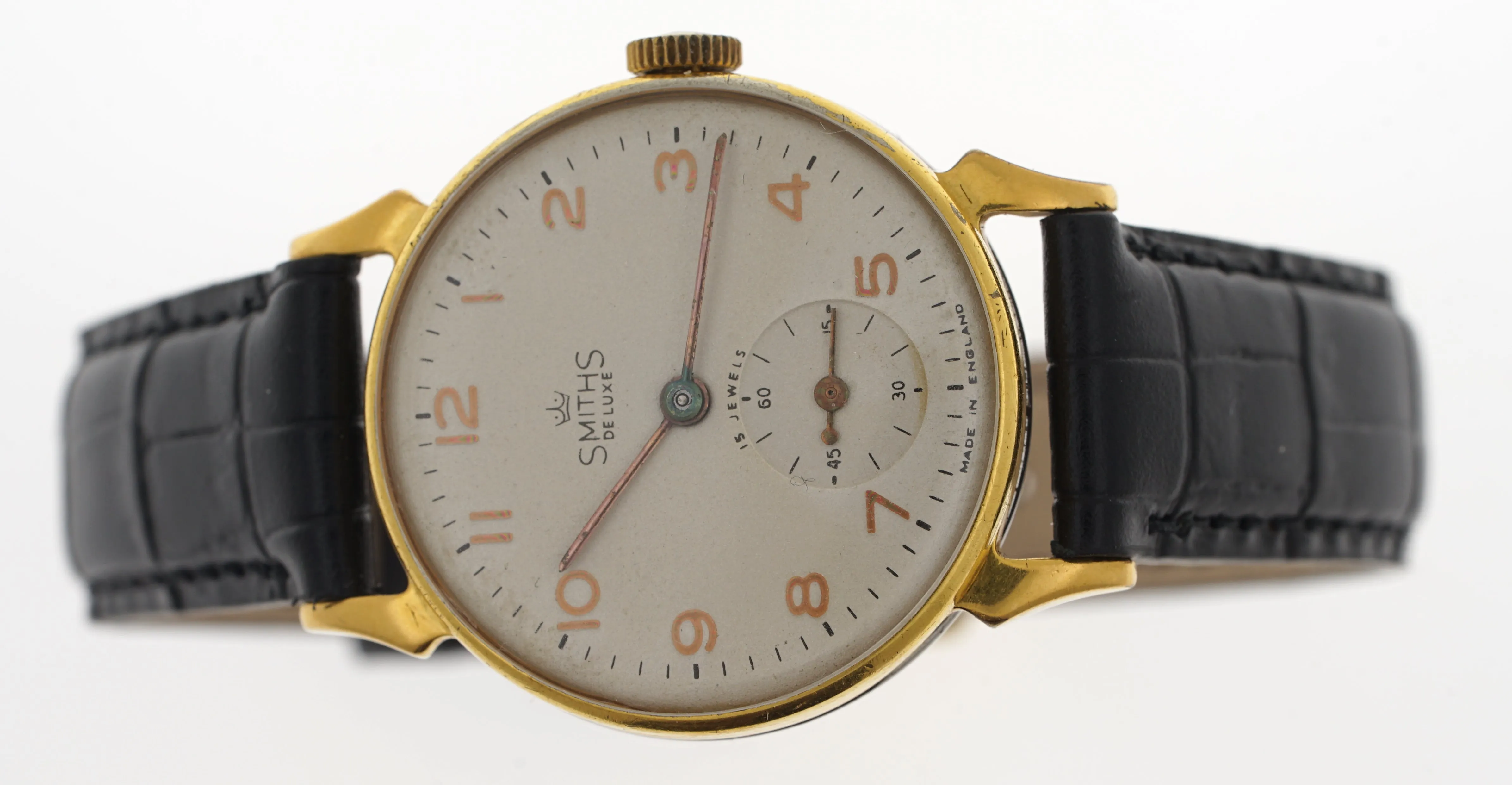 DELUXE SMITHS HORN LUG WRISTWATCH A304 c1952 SERVICED MINGOLD GP CASE