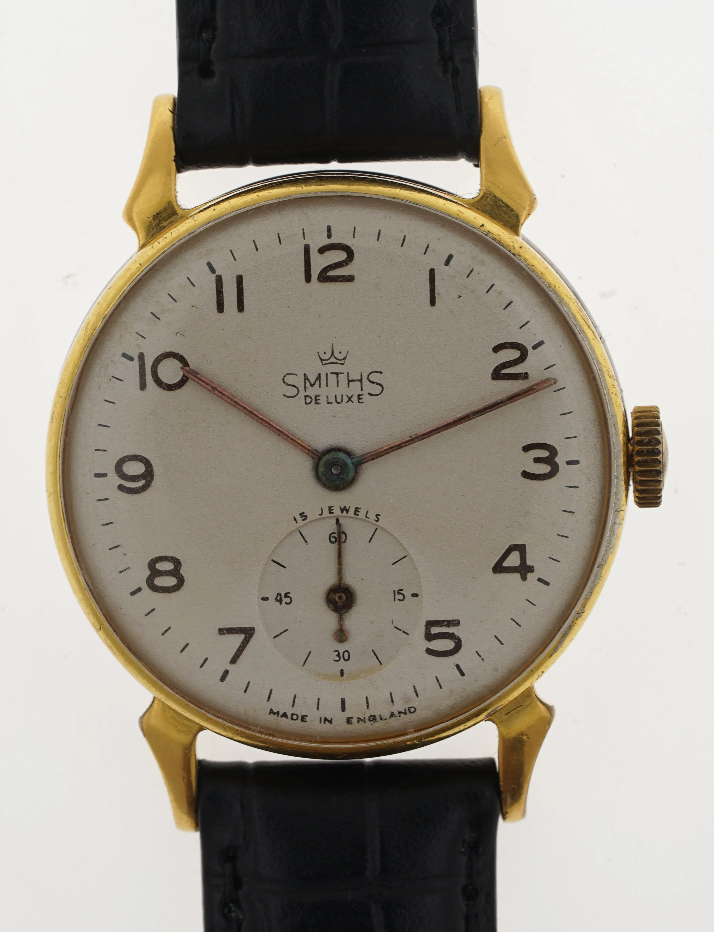 DELUXE SMITHS HORN LUG WRISTWATCH A304 c1952 SERVICED MINGOLD GP CASE