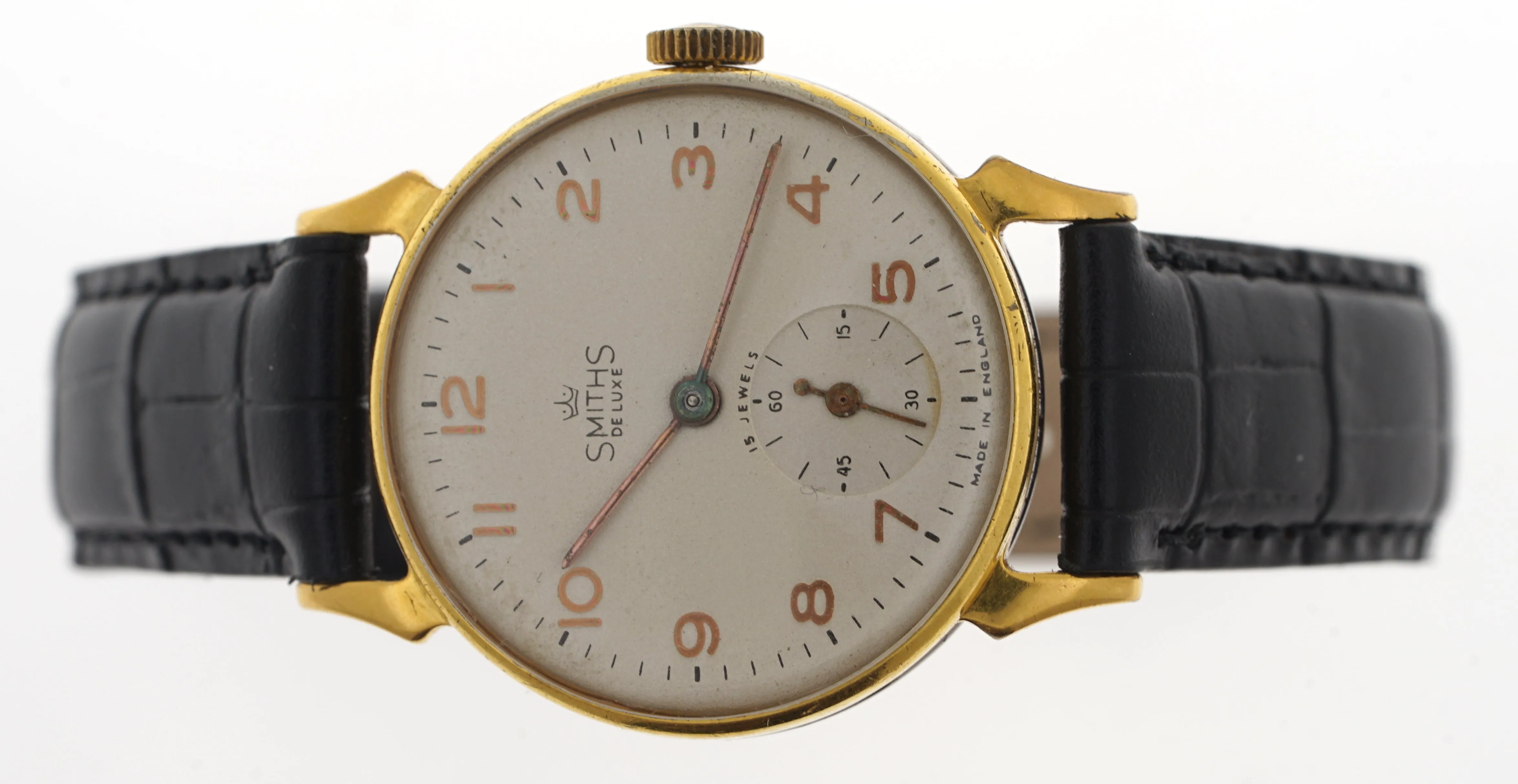 DELUXE SMITHS HORN LUG WRISTWATCH A304 c1952 SERVICED MINGOLD GP CASE