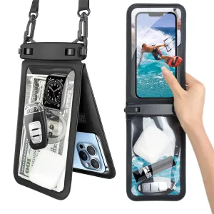 Double Space Water Resistant Phone Pouch Underwater Phone Dry Bags for Beach Pool Black
