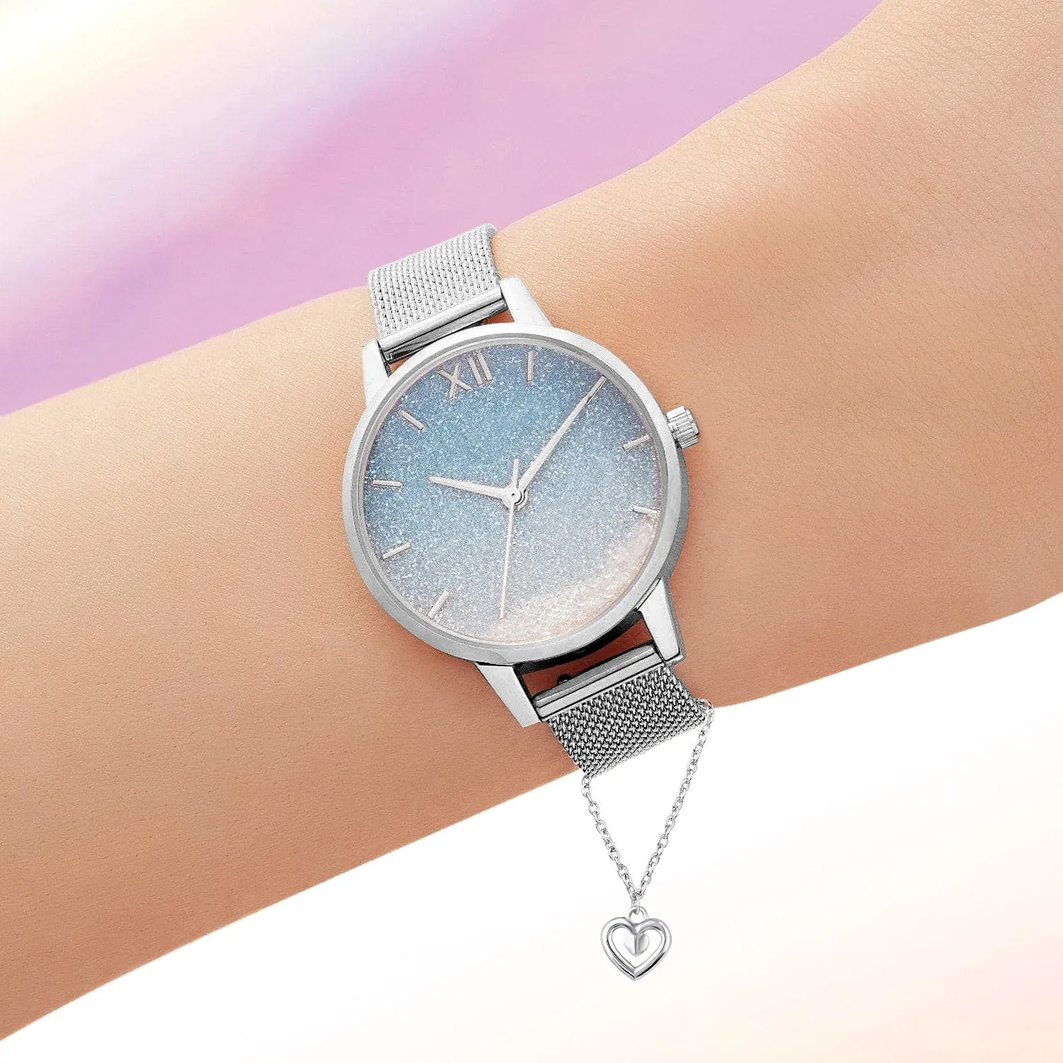 Dual Heart Shaped Watch Charm