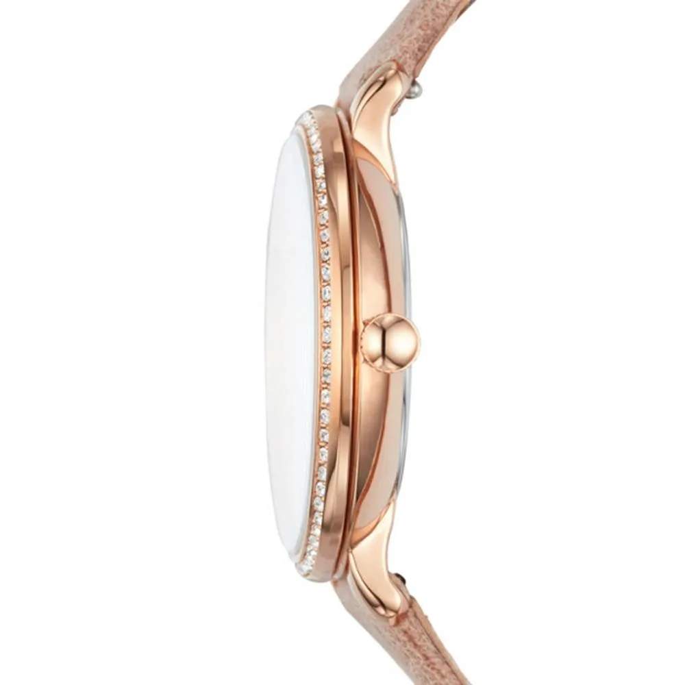 Fossil Jacqueline Womens Nude Leather Band Rose Gold Quartz Dial Watch - ES4292