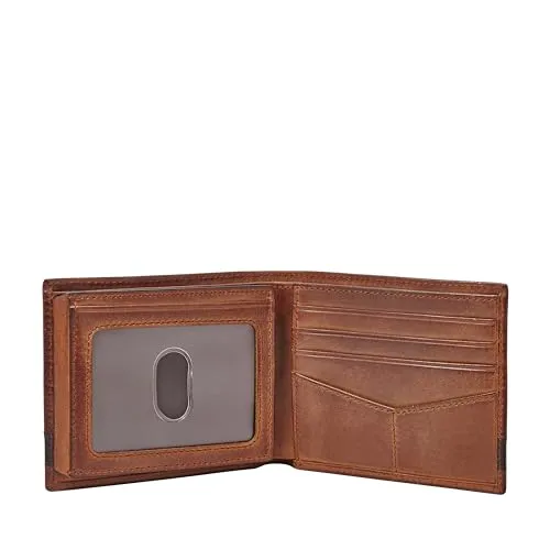Fossil Men's Quinn Leather Bifold with Flip ID Wallet, Brown, (Model: ML3644200)