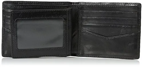 Fossil Men's Ryan Leather RFID-Blocking Bifold Passcase with Removable Card Case Wallet, Black, (Model: ML3829001)