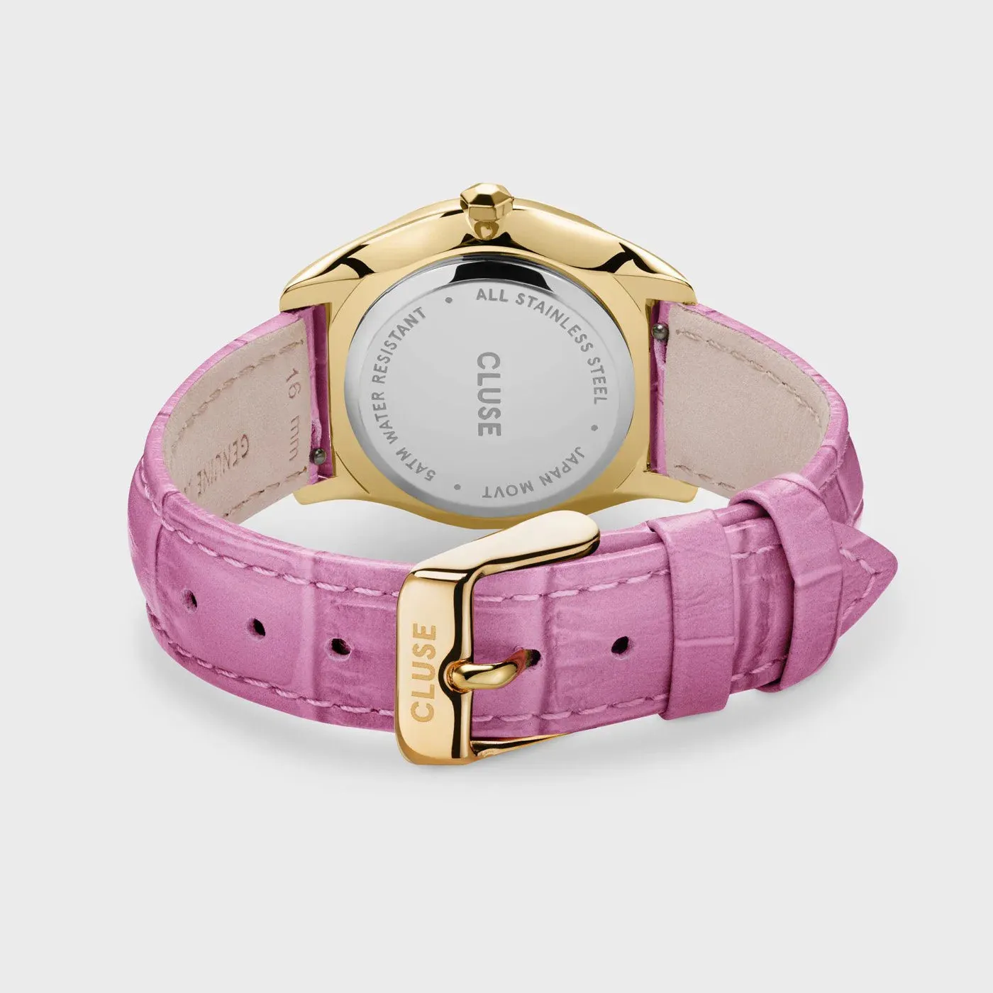 Féroce Petite Leather Croco Pink, Gold Colour