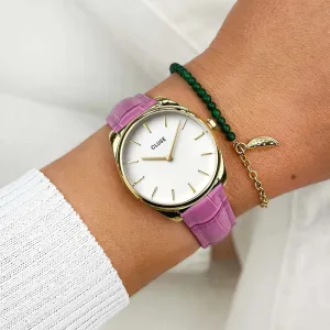 Féroce Petite Leather Croco Pink, Gold Colour
