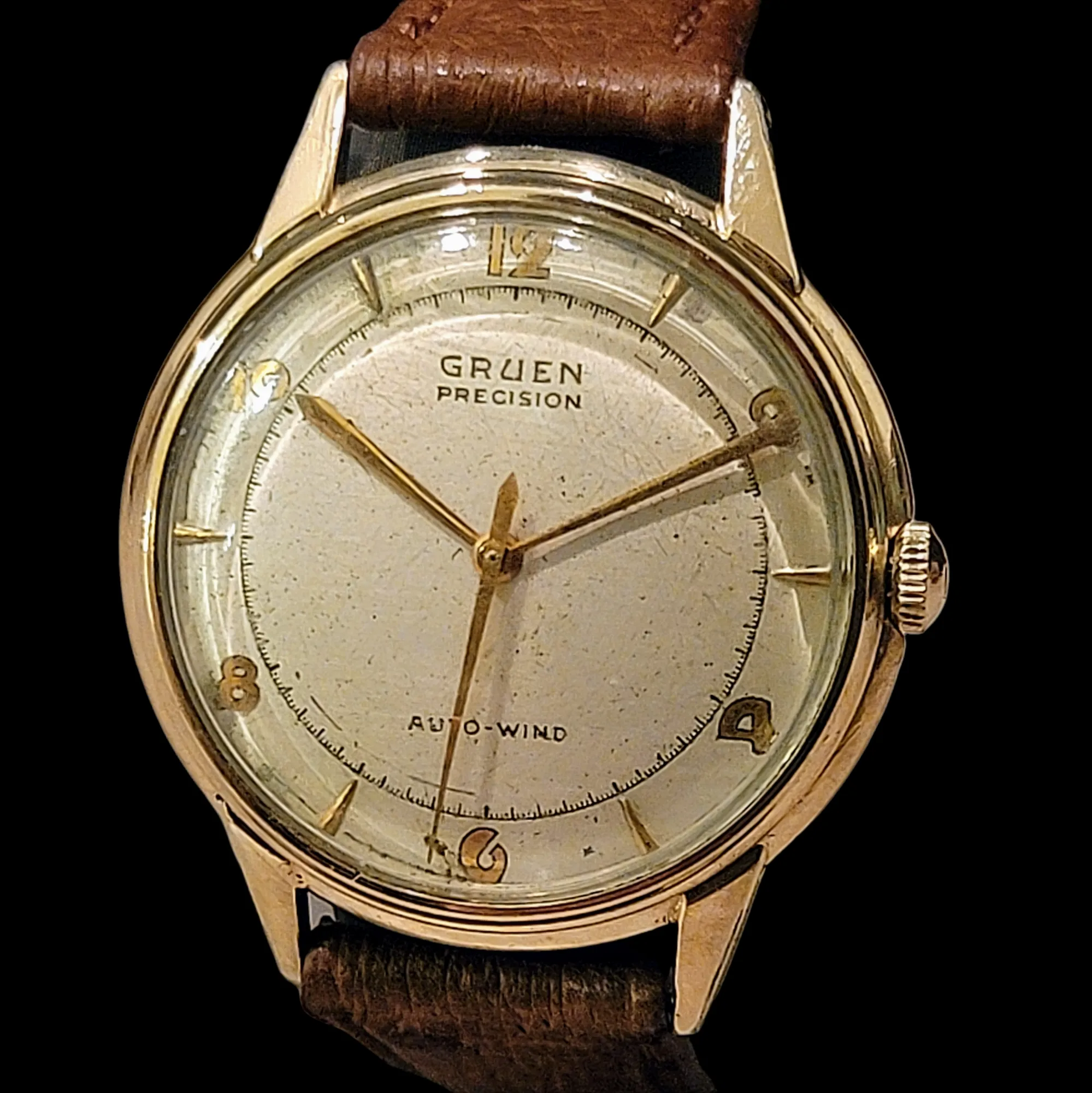 GRUEN Precision Auto-Wind Watch 17 Jewels Bumper Automatic Wristwatch