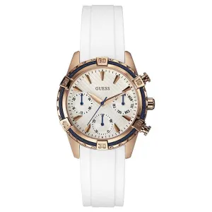 Guess Catalina White Silicone Strap White Dial Chronograph Quartz Watch for Ladies - W0562L1