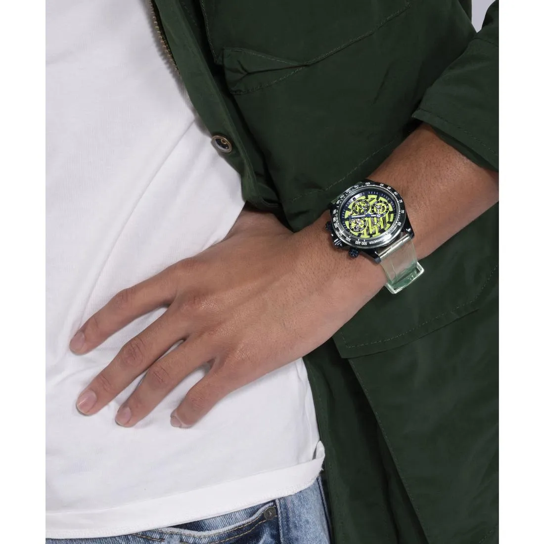 Guess Sport 44 mm Size Green Dial Men Chronograph Watch - GW0578G1