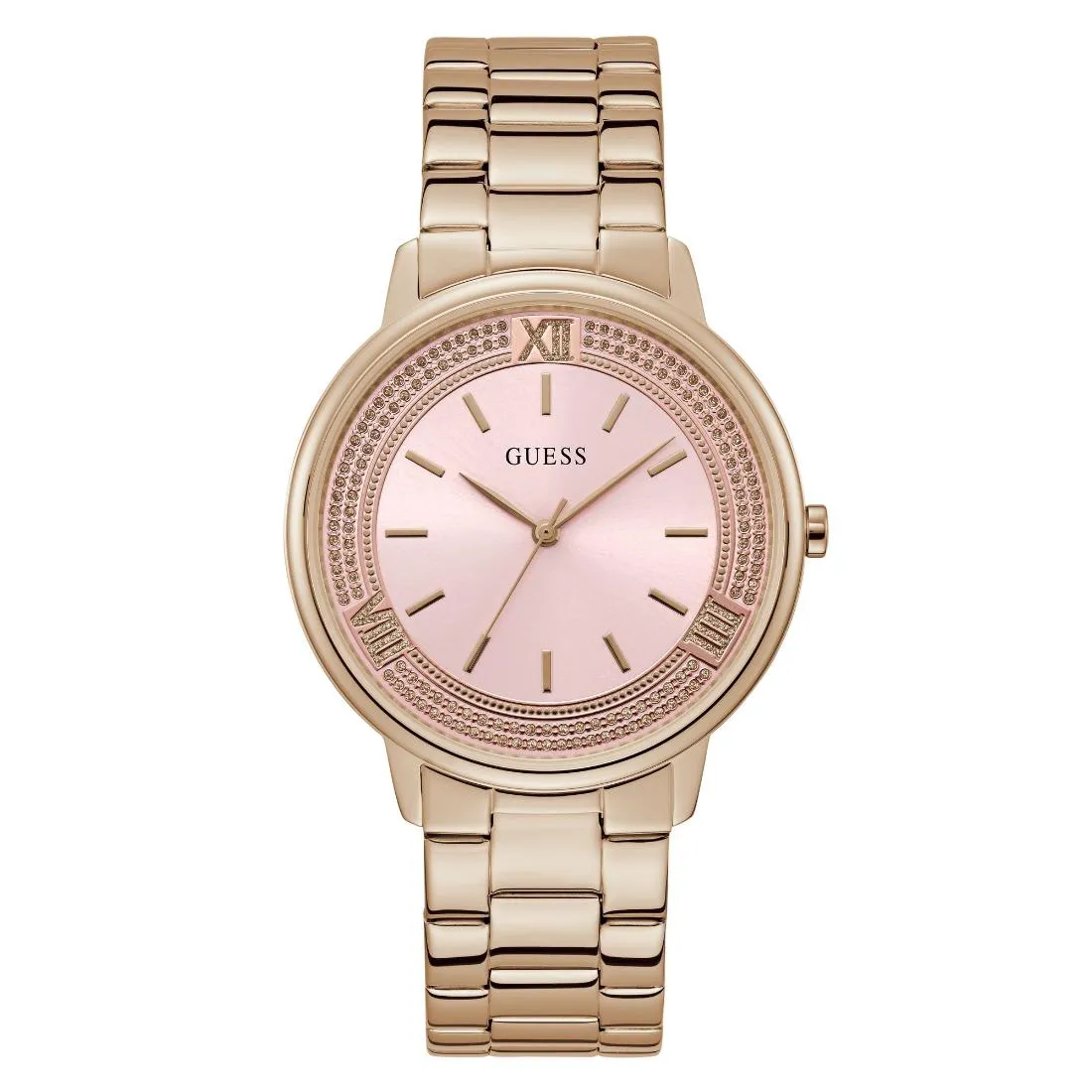Guess Women 42 mm Pink Dial Analog Watch- U1406L3M