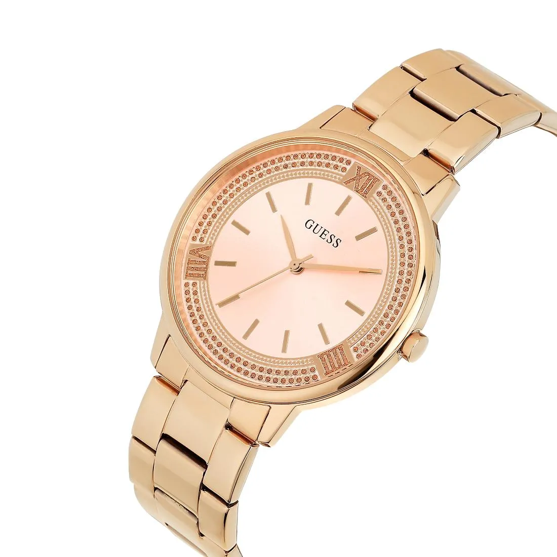 Guess Women 42 mm Pink Dial Analog Watch- U1406L3M