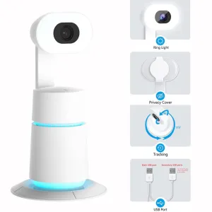 HD Webcam face & Motion Tracking, Intelligent Rotation Webcam, Auto Tracking, Adjustable Angle