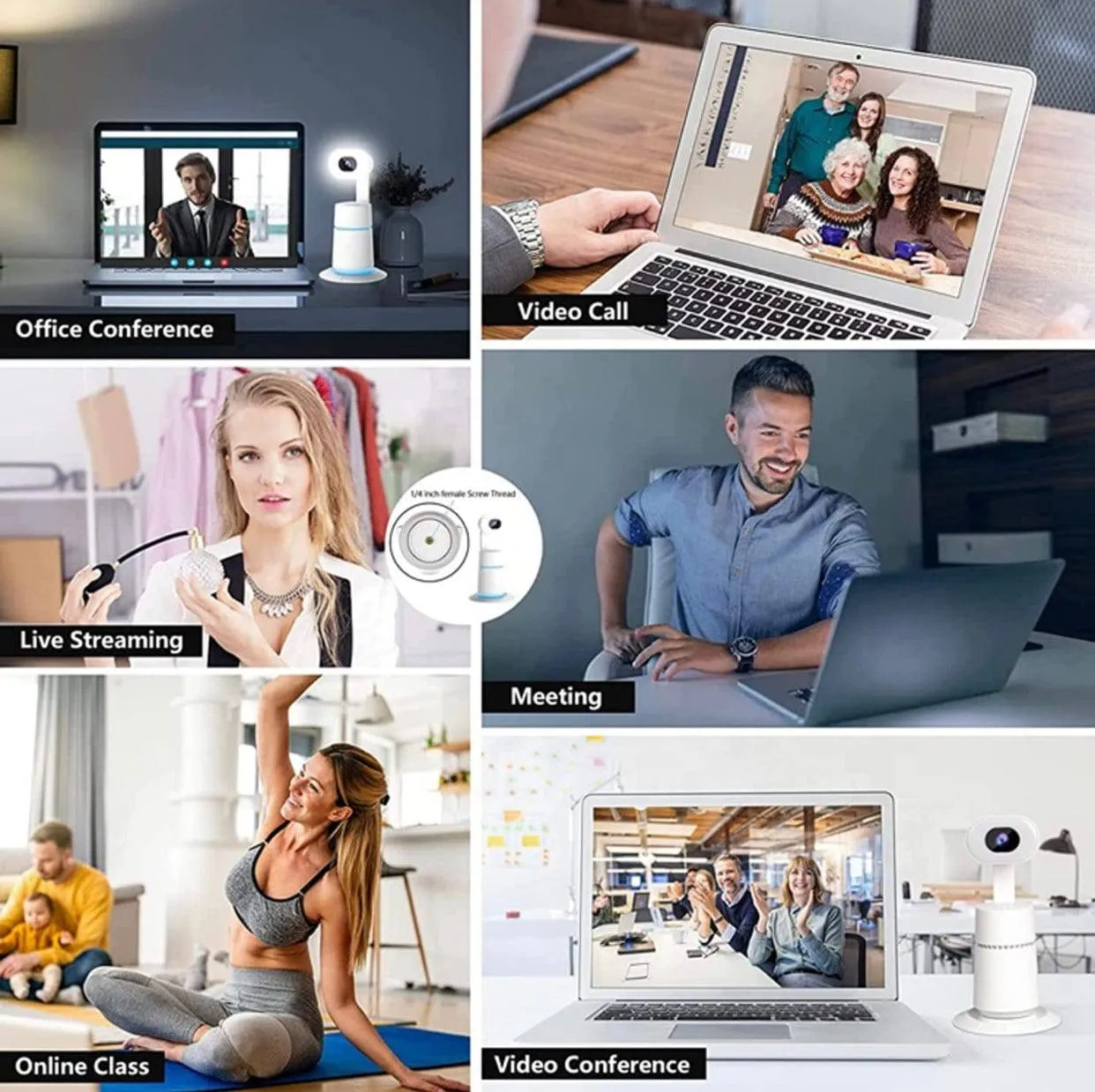 HD Webcam face & Motion Tracking, Intelligent Rotation Webcam, Auto Tracking, Adjustable Angle