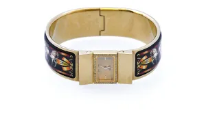HERMÈS LOQUET EQUESTRIAN DIAMONDS BEZEL BANGLE WATCH