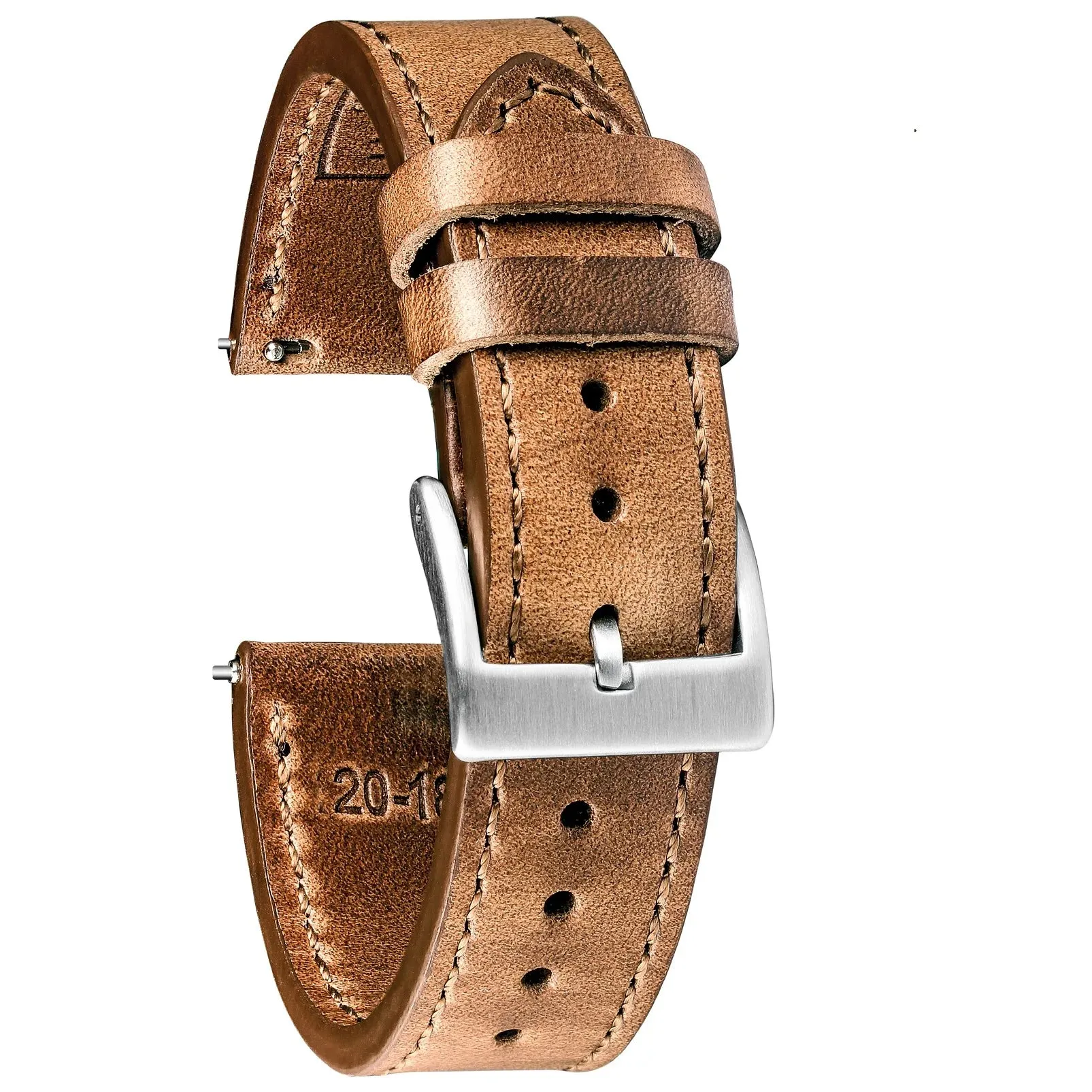 High Quality Horween  Genuine Leather Straps Brown Soft Wrap Handmade Horse Leather Wrist Bands 18mm 20mm 22mm
