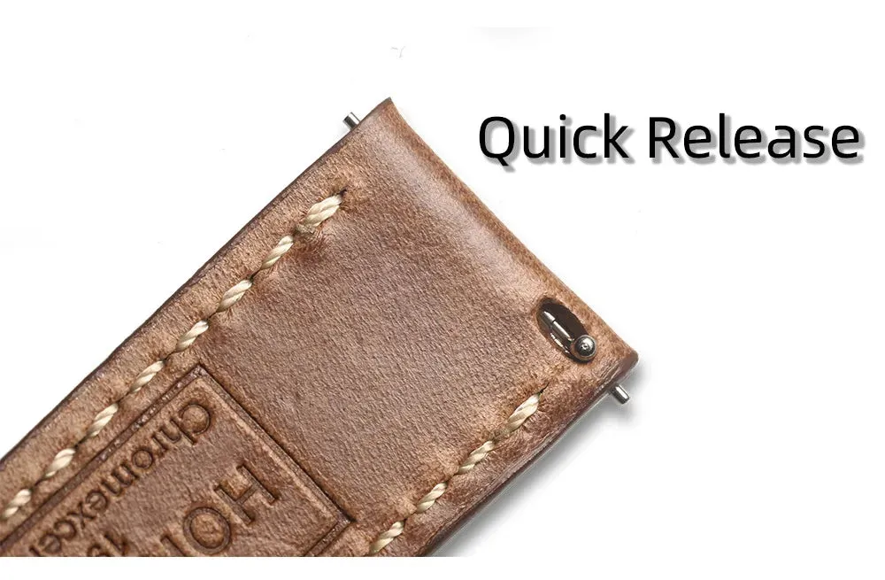 High Quality Horween  Genuine Leather Straps Brown Soft Wrap Handmade Horse Leather Wrist Bands 18mm 20mm 22mm