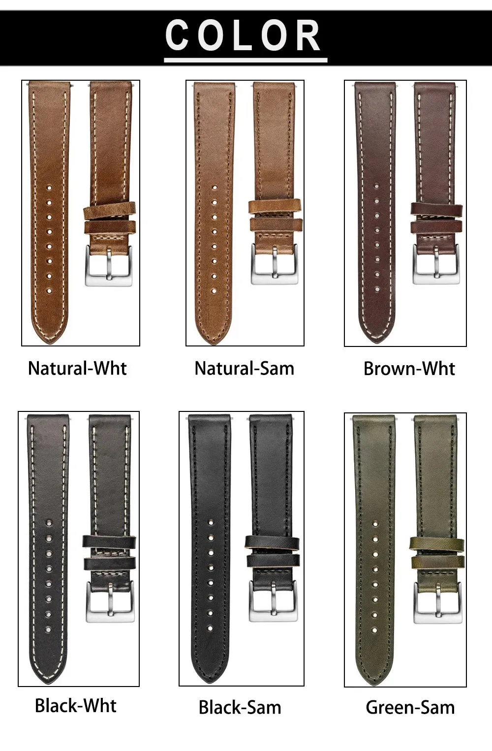 High Quality Horween  Genuine Leather Straps Brown Soft Wrap Handmade Horse Leather Wrist Bands 18mm 20mm 22mm
