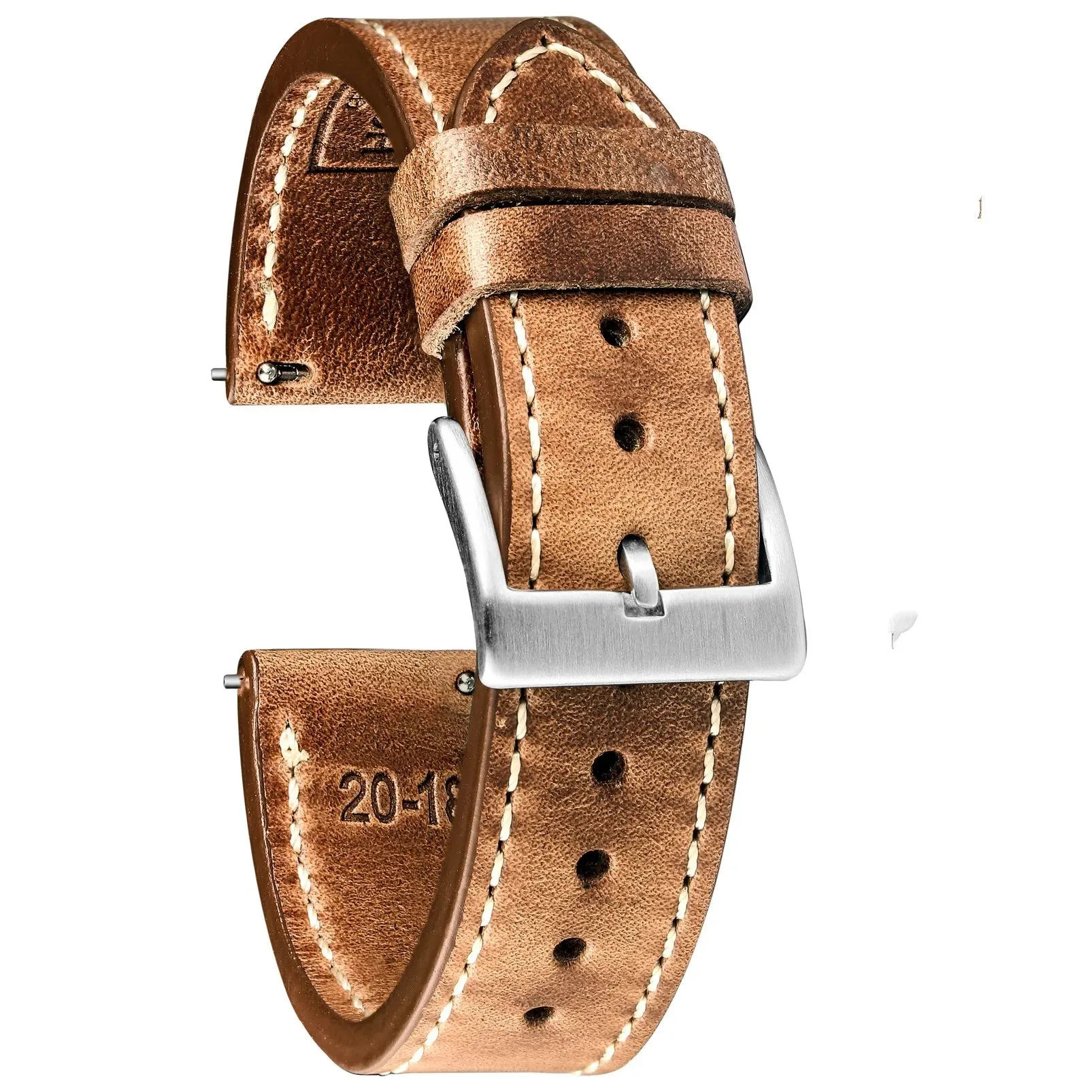 High Quality Horween  Genuine Leather Straps Brown Soft Wrap Handmade Horse Leather Wrist Bands 18mm 20mm 22mm