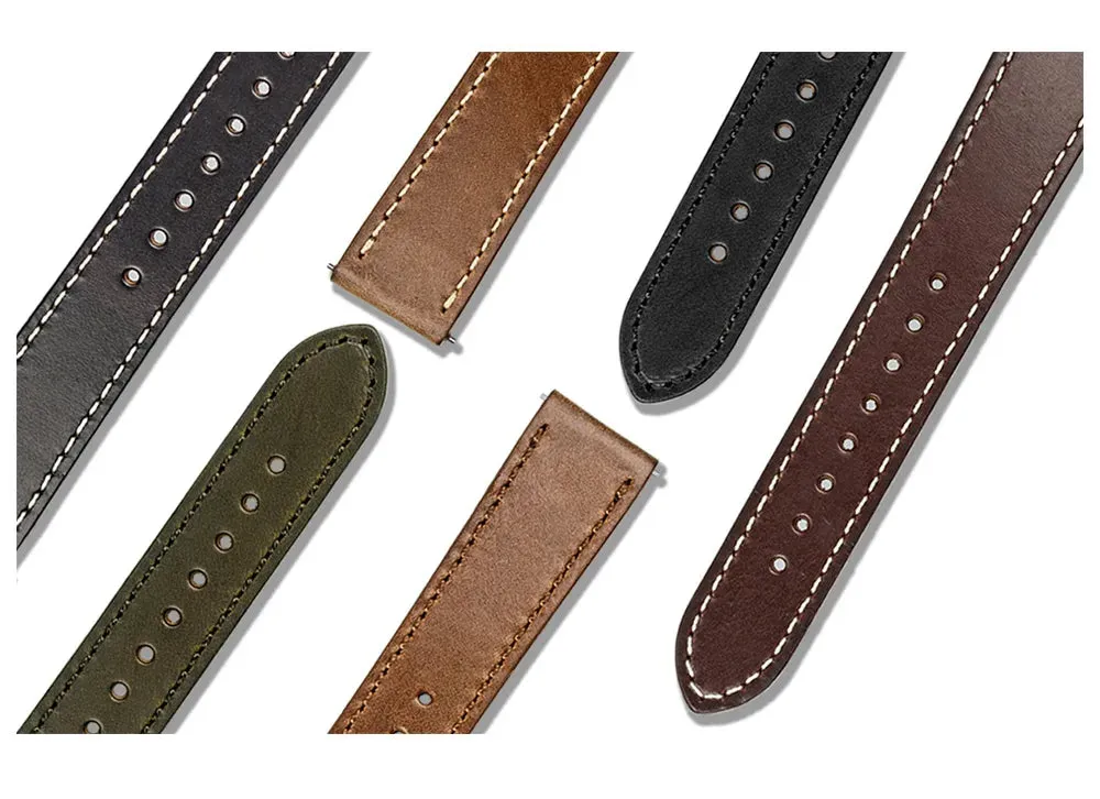 High Quality Horween  Genuine Leather Straps Brown Soft Wrap Handmade Horse Leather Wrist Bands 18mm 20mm 22mm