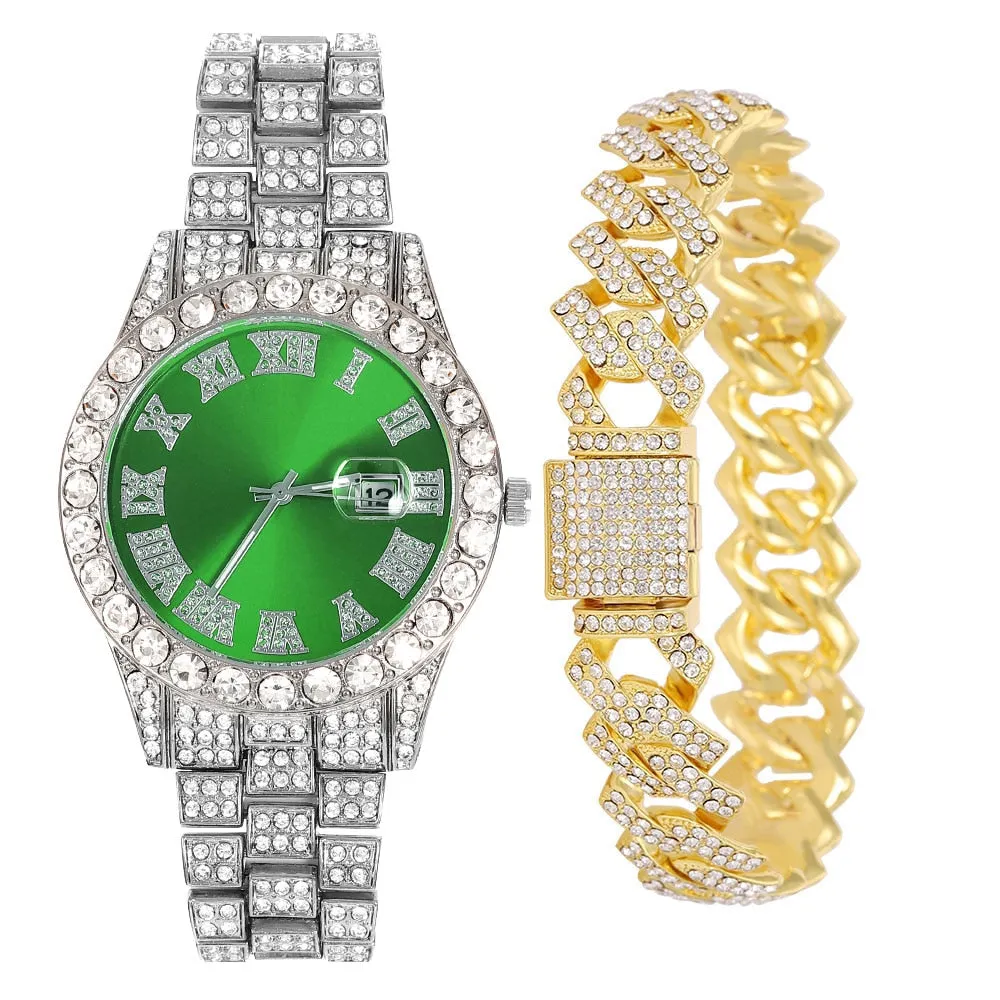 Hip Hop Iced Out Men Women Watch With Bracelet
