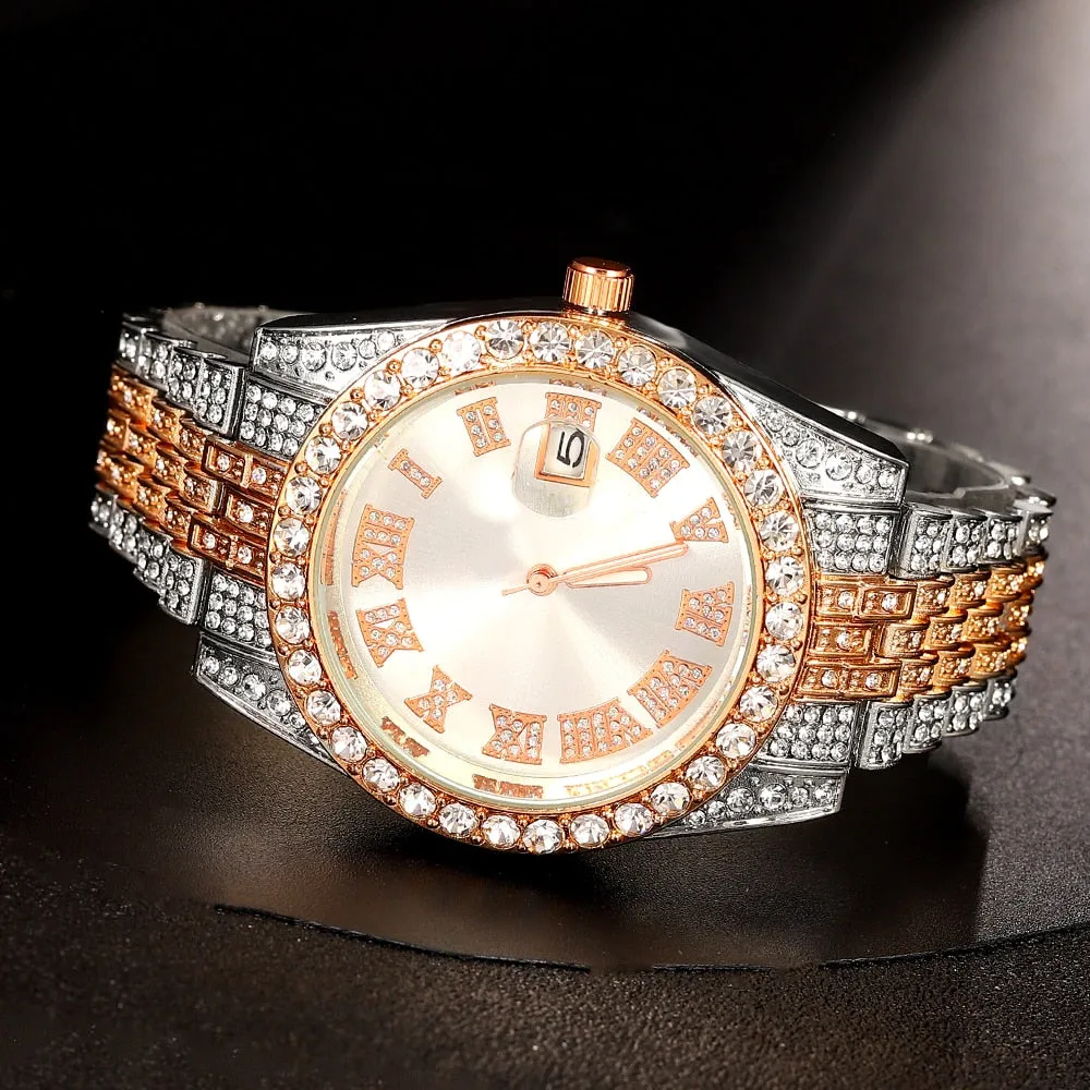 Hip Hop Iced Out Men Women Watch With Bracelet