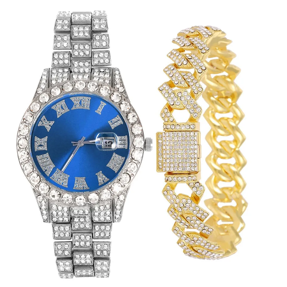Hip Hop Iced Out Men Women Watch With Bracelet