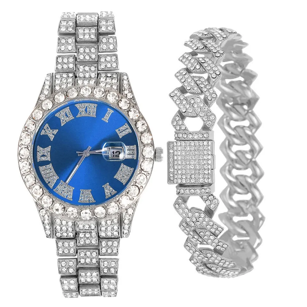Hip Hop Iced Out Men Women Watch With Bracelet