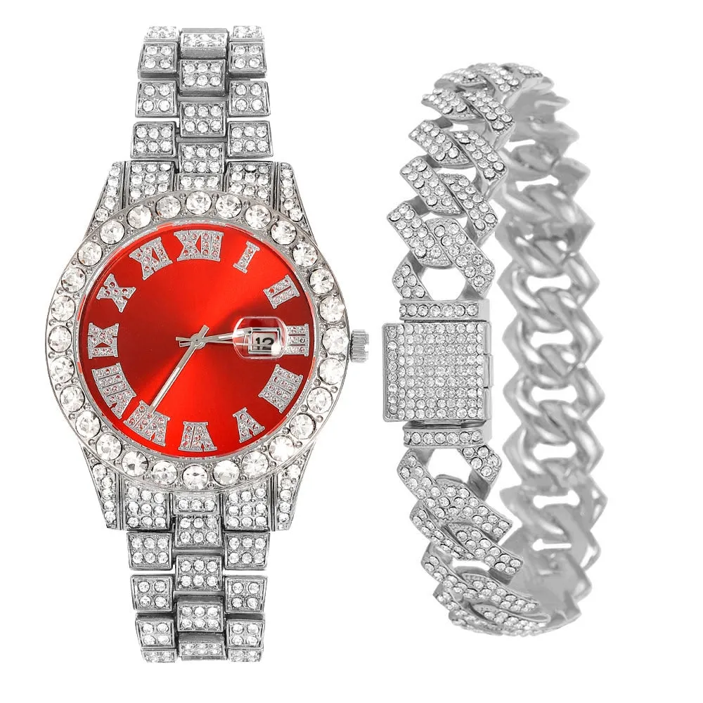 Hip Hop Iced Out Men Women Watch With Bracelet