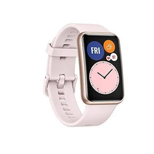 HUAWEI WATCH FIT Smartwatch with Slim Body, 1.64” Vivid AMOLED Display, Quick-Workout Animations, 10 Days Battery Life, Oxygen Saturation Detection, Heart Rate Monitoring, Sakura Pink