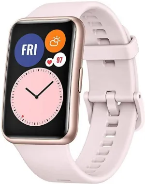 HUAWEI WATCH FIT Smartwatch with Slim Body, 1.64” Vivid AMOLED Display, Quick-Workout Animations, 10 Days Battery Life, Oxygen Saturation Detection, Heart Rate Monitoring, Sakura Pink