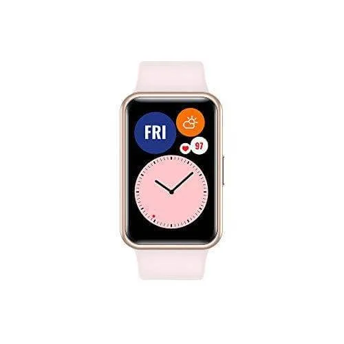 HUAWEI WATCH FIT Smartwatch with Slim Body, 1.64” Vivid AMOLED Display, Quick-Workout Animations, 10 Days Battery Life, Oxygen Saturation Detection, Heart Rate Monitoring, Sakura Pink
