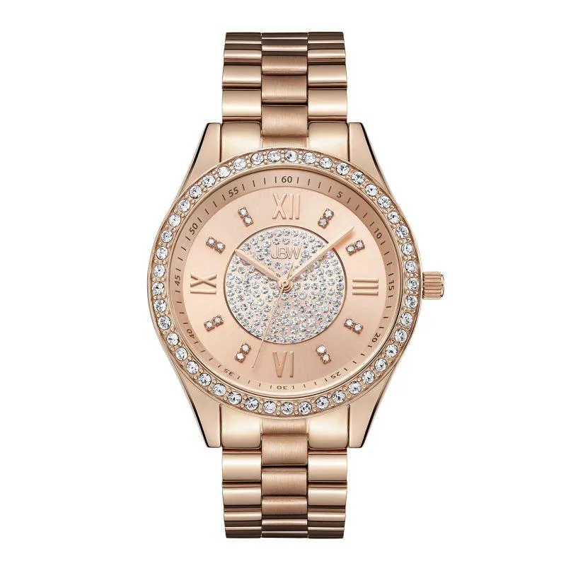 JBW Women's Mondrian Stainless Steel Watch and Bracelet Jewelry Set - 0.16 ctw Diamond - Rose Gold - J6303