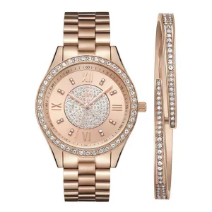 JBW Women's Mondrian Stainless Steel Watch and Bracelet Jewelry Set - 0.16 ctw Diamond - Rose Gold - J6303