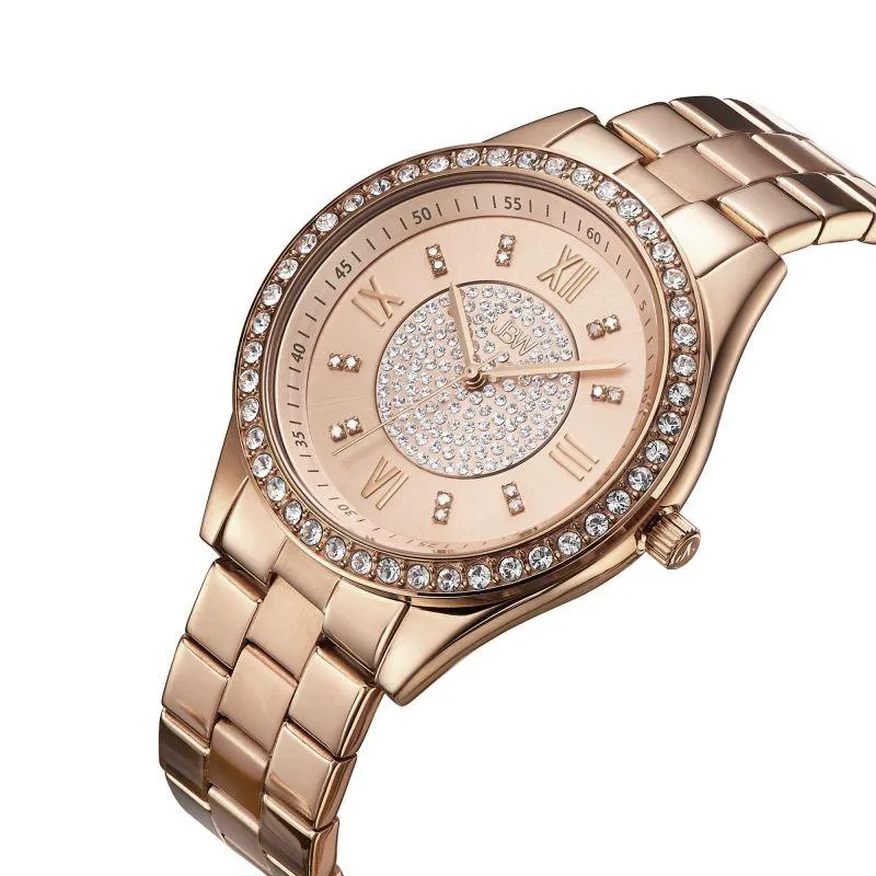JBW Women's Mondrian Stainless Steel Watch and Bracelet Jewelry Set - 0.16 ctw Diamond - Rose Gold - J6303
