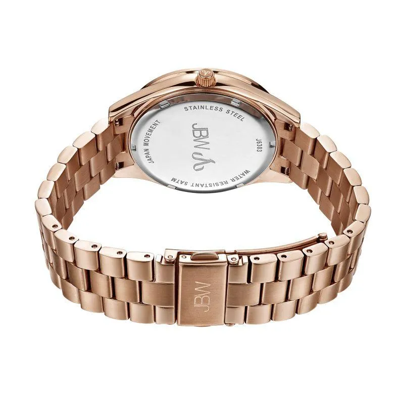 JBW Women's Mondrian Stainless Steel Watch and Bracelet Jewelry Set - 0.16 ctw Diamond - Rose Gold - J6303