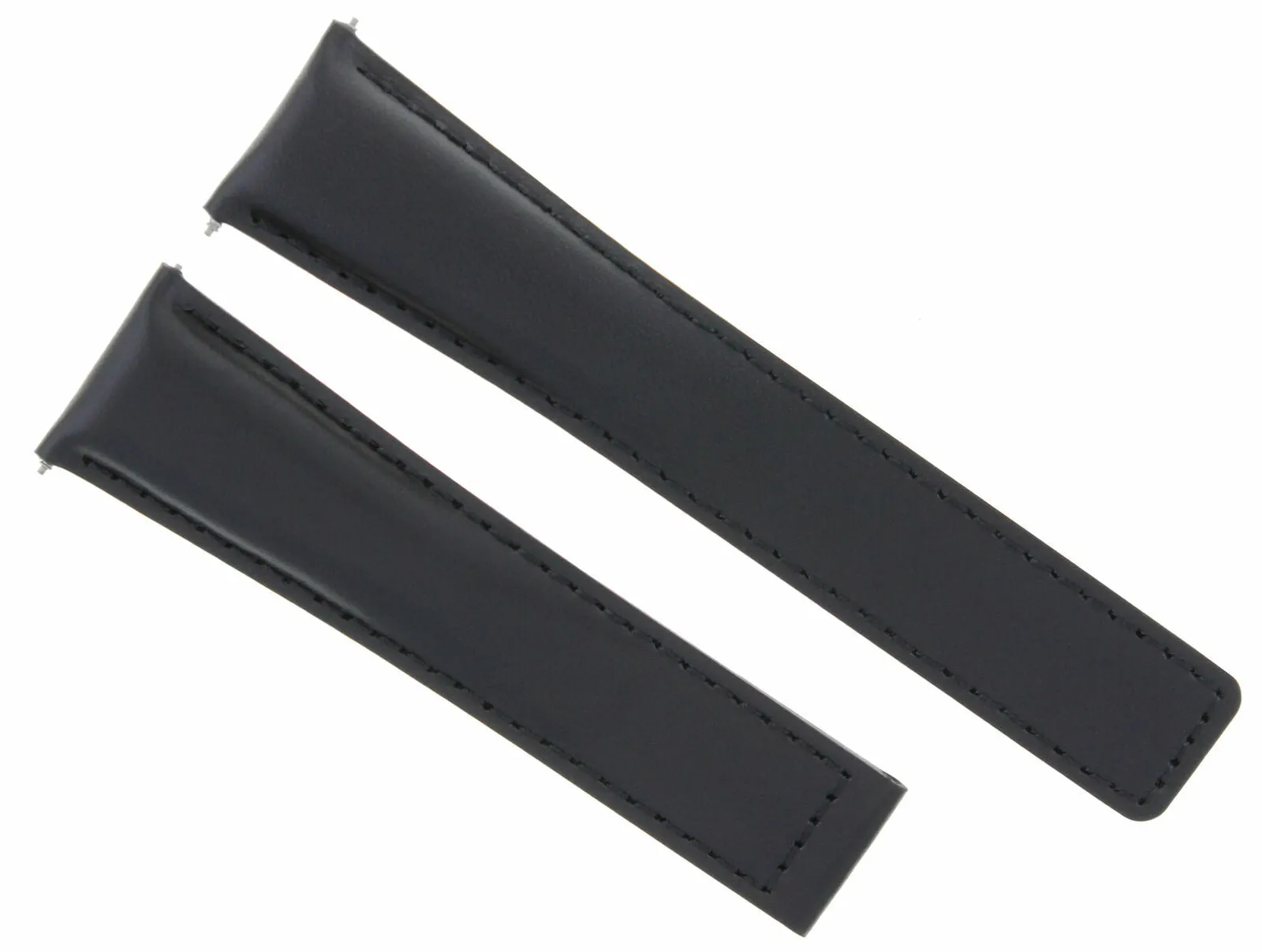 LEATHER BAND STRAP SMOOTH FOR 22/18MM  BREITLING CHRONOMAT DEPLOY CLASP BLACK